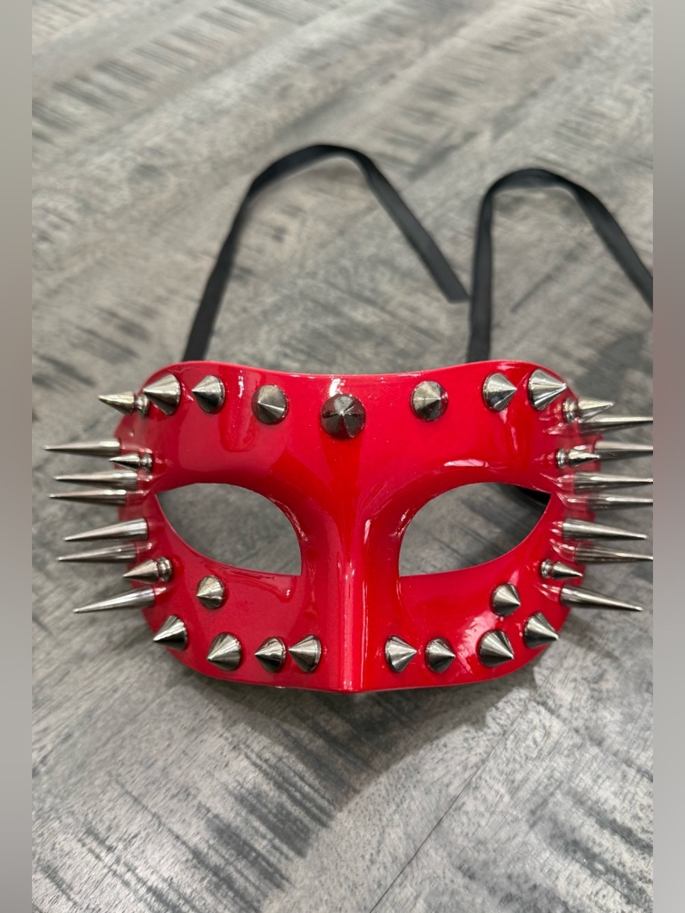 Red Spiked Face Mask - Men Accessories